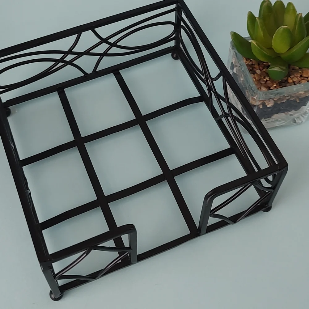 Under shelf storage organizer dark  brown and napkins holder  black 2pz